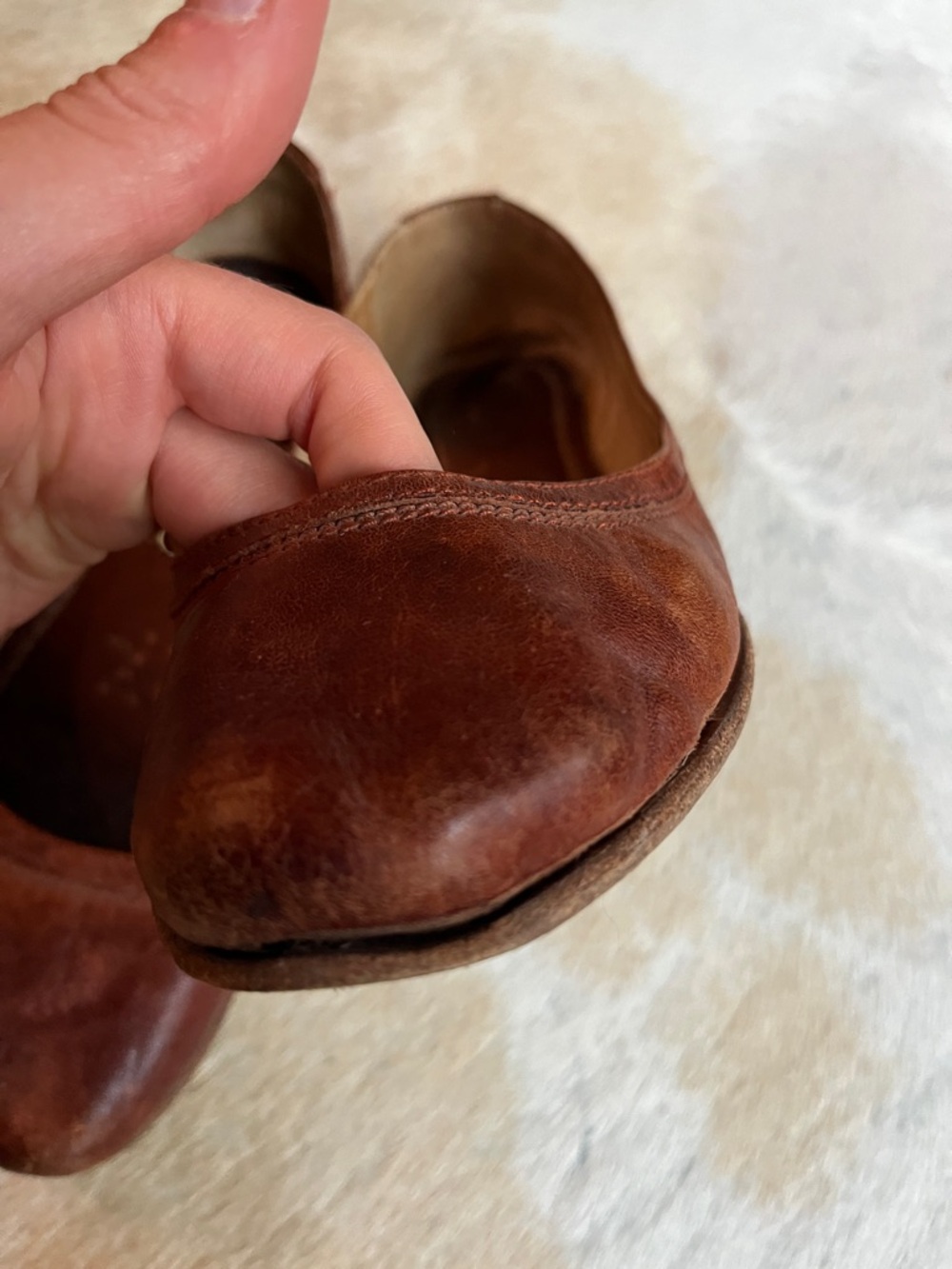 Frye Women's Cognac Leather Ballet Flats - Picture 7 of 7